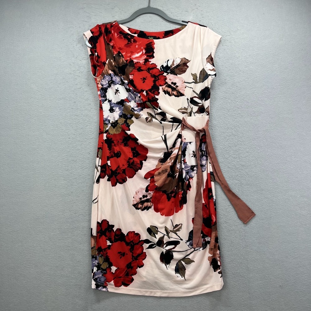 Taylor For A Pea In The Pod Maternity Dress Womens Small Floral Faux Wrap Red